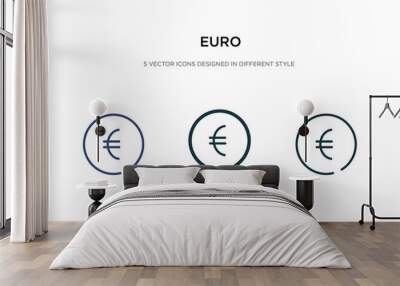 euro icon in different style vector illustration. two colored and black euro vector icons designed in filled, outline, line and stroke style can be used for web, mobile, ui Wall mural