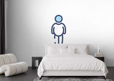 fat human concept 2 colored icon. simple line element illustration. outline blue fat human symbol. can be used for web and mobile ui/ux. Wall mural