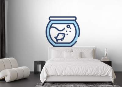 fish bowl concept 2 colored icon. simple line element illustration. outline blue fish bowl symbol. can be used for web and mobile ui/ux. Wall mural