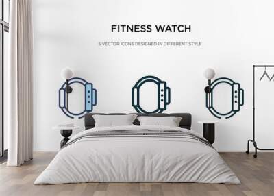 fitness watch icon in different style vector illustration. two colored and black fitness watch vector icons designed in filled, outline, line and stroke style can be used for web, mobile, ui Wall mural