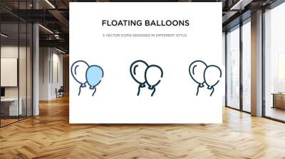 floating balloons icon in different style vector illustration. two colored and black floating balloons vector icons designed in filled, outline, line and stroke style can be used for web, mobile, ui Wall mural