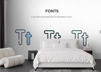 fonts icon in different style vector illustration. two colored and black fonts vector icons designed in filled, outline, line and stroke style can be used for web, mobile, ui Wall mural