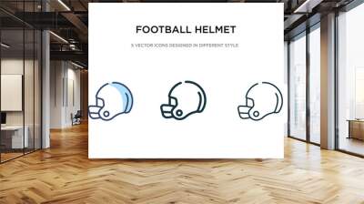 football helmet icon in different style vector illustration. two colored and black football helmet vector icons designed in filled, outline, line and stroke style can be used for web, mobile, ui Wall mural