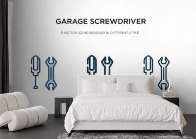 garage screwdriver icon in different style vector illustration. two colored and black garage screwdriver vector icons designed in filled, outline, line and stroke style can be used for web, mobile, Wall mural