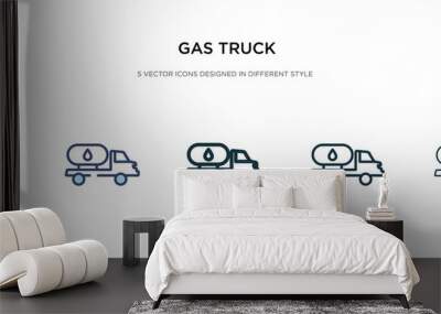 gas truck icon in different style vector illustration. two colored and black gas truck vector icons designed in filled, outline, line and stroke style can be used for web, mobile, ui Wall mural