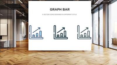 graph bar icon in different style vector illustration. two colored and black graph bar vector icons designed in filled, outline, line and stroke style can be used for web, mobile, ui Wall mural