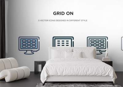 grid on icon in different style vector illustration. two colored and black grid on vector icons designed in filled, outline, line and stroke style can be used for web, mobile, ui Wall mural