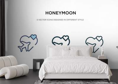 honeymoon icon in different style vector illustration. two colored and black honeymoon vector icons designed in filled, outline, line and stroke style can be used for web, mobile, ui Wall mural