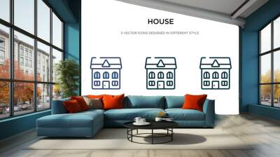 house icon in different style vector illustration. two colored and black house vector icons designed in filled, outline, line and stroke style can be used for web, mobile, ui Wall mural