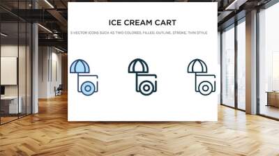 ice cream cart icon in different style vector illustration. two colored and black ice cream cart vector icons designed in filled, outline, line and stroke style can be used for web, mobile, ui Wall mural