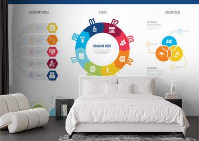 infographic design from law and justice concept. informational, timeline, statistical and steps presentation themes. Wall mural