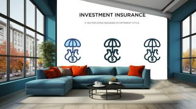 investment insurance icon in different style vector illustration. two colored and black investment insurance vector icons designed in filled, outline, line and stroke style can be used for web, Wall mural