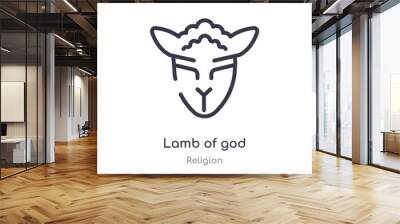 lamb of god outline icon. isolated line vector illustration from religion collection. editable thin stroke lamb of god icon on white background Wall mural