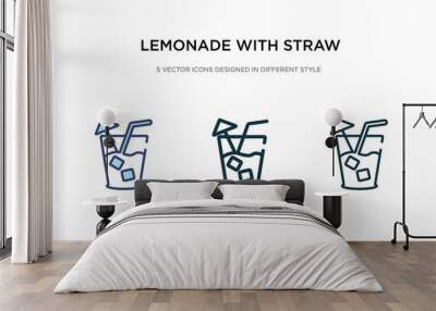 lemonade with straw icon in different style vector illustration. two colored and black lemonade with straw vector icons designed in filled, outline, line and stroke style can be used for web, Wall mural