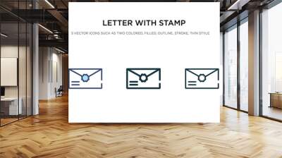 letter with stamp icon in different style vector illustration. two colored and black letter with stamp vector icons designed in filled, outline, line and stroke style can be used for web, mobile, ui Wall mural