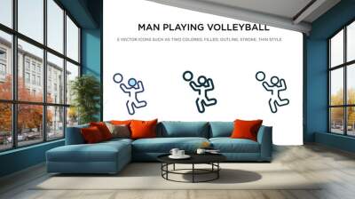 man playing volleyball icon in different style vector illustration. two colored and black man playing volleyball vector icons designed in filled, outline, line and stroke style can be used for web, Wall mural