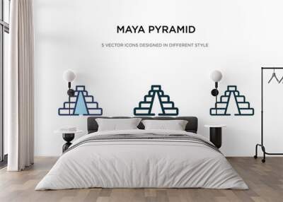 maya pyramid icon in different style vector illustration. two colored and black maya pyramid vector icons designed in filled, outline, line and stroke style can be used for web, mobile, ui Wall mural