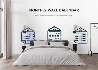 monthly wall calendar icon in different style vector illustration. two colored and black monthly wall calendar vector icons designed in filled, outline, line and stroke style can be used for web, Wall mural