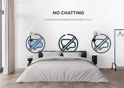 no chatting icon in different style vector illustration. two colored and black no chatting vector icons designed in filled, outline, line and stroke style can be used for web, mobile, ui Wall mural