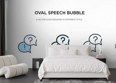 oval speech bubble icon in different style vector illustration. two colored and black oval speech bubble vector icons designed in filled, outline, line and stroke style can be used for web, mobile, Wall mural