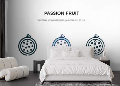 passion fruit icon in different style vector illustration. two colored and black passion fruit vector icons designed in filled, outline, line and stroke style can be used for web, mobile, ui Wall mural