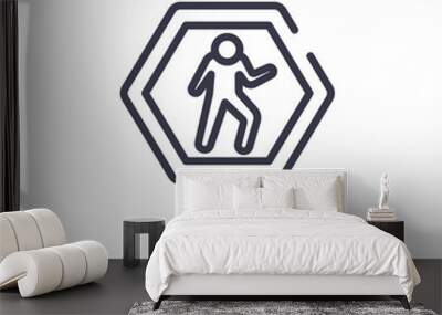 pedestrian outline icon. isolated line vector illustration from signs collection. editable thin stroke pedestrian icon on white background Wall mural