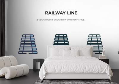 railway line icon in different style vector illustration. two colored and black railway line vector icons designed in filled, outline, line and stroke style can be used for web, mobile, ui Wall mural