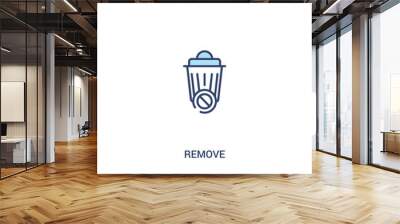 remove concept 2 colored icon. simple line element illustration. outline blue remove symbol. can be used for web and mobile ui/ux. Wall mural