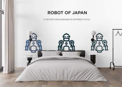 robot of japan icon in different style vector illustration. two colored and black robot of japan vector icons designed in filled, outline, line and stroke style can be used for web, mobile, ui Wall mural