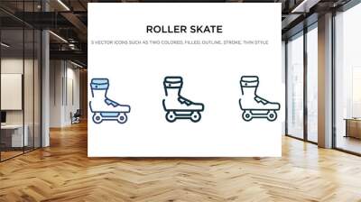 roller skate icon in different style vector illustration. two colored and black roller skate vector icons designed in filled, outline, line and stroke style can be used for web, mobile, ui Wall mural