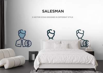 salesman icon in different style vector illustration. two colored and black salesman vector icons designed in filled, outline, line and stroke style can be used for web, mobile, ui Wall mural