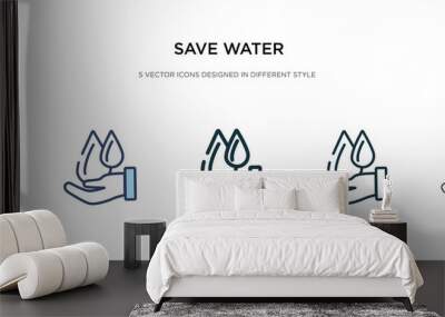 save water icon in different style vector illustration. two colored and black save water vector icons designed in filled, outline, line and stroke style can be used for web, mobile, ui Wall mural