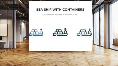 sea ship with containers icon in different style vector illustration. two colored and black sea ship Wall mural