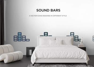 sound bars icon in different style vector illustration. two colored and black sound bars vector icons designed in filled, outline, line and stroke style can be used for web, mobile, ui Wall mural