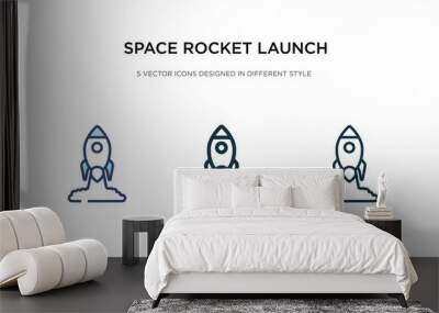 space rocket launch icon in different style vector illustration. two colored and black space rocket launch vector icons designed in filled, outline, line and stroke style can be used for web, Wall mural