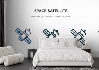 space satellite icon in different style vector illustration. two colored and black space satellite vector icons designed in filled, outline, line and stroke style can be used for web, mobile, ui Wall mural