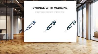 syringe with medicine icon in different style vector illustration. two colored and black syringe with medicine vector icons designed in filled, outline, line and stroke style can be used for web, Wall mural