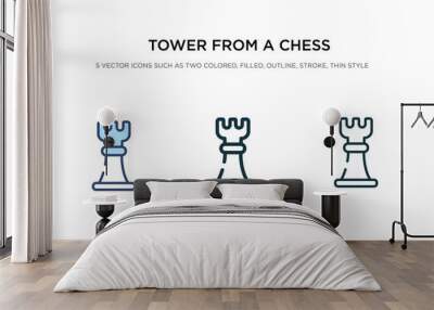 tower from a chess set icon in different style vector illustration. two colored and black tower from a chess set vector icons designed in filled, outline, line and stroke style can be used for web, Wall mural