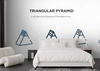 triangular pyramid icon in different style vector illustration. two colored and black triangular pyramid vector icons designed in filled, outline, line and stroke style can be used for web, mobile, Wall mural