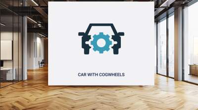 two color car with cogwheels vector icon from mechanicons concept. isolated blue car with cogwheels vector sign symbol can be use for web, mobile and logo. eps 10 Wall mural