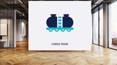 two color cargo train vector icon from delivery and logistics concept. isolated blue cargo train vector sign symbol can be use for web, mobile and logo. eps 10 Wall mural