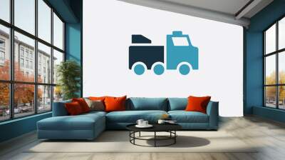 two color fire truck toy vector icon from toys concept. isolated blue fire truck toy vector sign symbol can be use for web, mobile and logo. eps 10 Wall mural