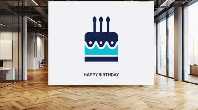 two color happy birthday vector icon from birthday party and wedding concept. isolated blue happy bi Wall mural