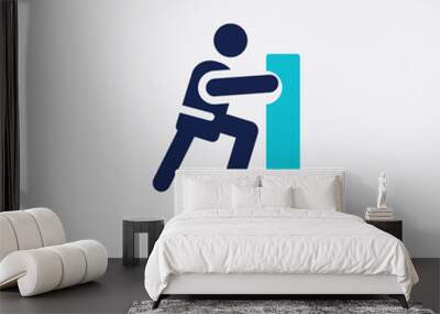 two color man pushing vector icon from behavior concept. isolated blue man pushing vector sign symbol can be use for web, mobile and logo. eps 10 Wall mural