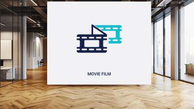 two color movie film vector icon from cinema concept. isolated blue movie film vector sign symbol can be use for web, mobile and logo. eps 10 Wall mural