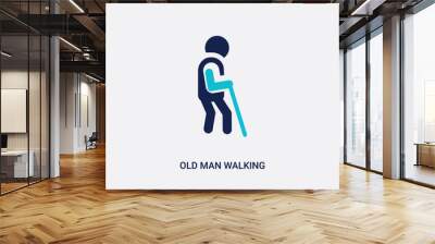 two color old man walking vector icon from behavior concept. isolated blue old man walking vector sign symbol can be use for web, mobile and logo. eps 10 Wall mural