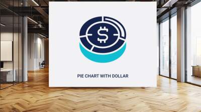 two color pie chart with dollar vector icon from business concept. isolated blue pie chart with dollar vector sign symbol can be use for web, mobile and logo. eps 10 Wall mural