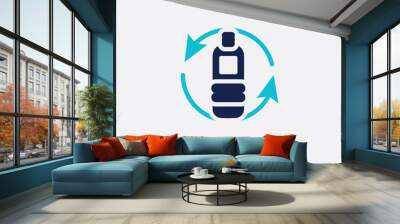 two color recycled bottle vector icon from ecology concept. isolated blue recycled bottle vector sign symbol can be use for web, mobile and logo. eps 10 Wall mural