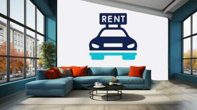 two color rent a car vector icon from hotel and restaurant concept. isolated blue rent a car vector sign symbol can be use for web, mobile and logo. eps 10 Wall mural