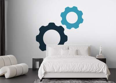 two color settings gears vector icon from tools and utensils concept. isolated blue settings gears vector sign symbol can be use for web, mobile and logo. eps 10 Wall mural